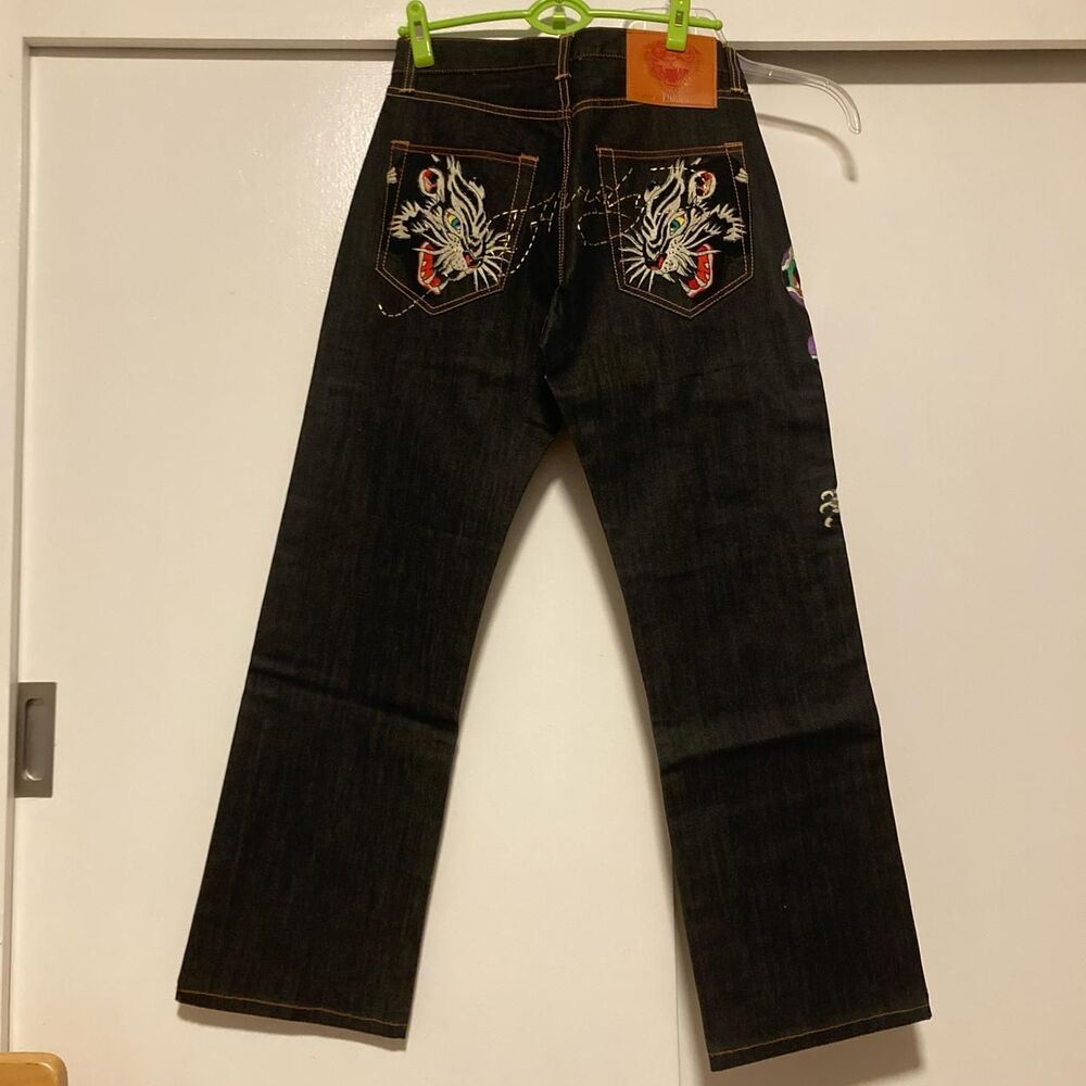 Ed-hardy Men's Navy Trousers size 31 embroidered